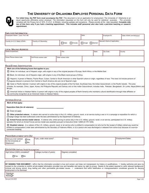 Personal Data Form