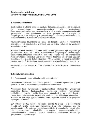 6 Geotieteiden laitoksen raportti - Oulu