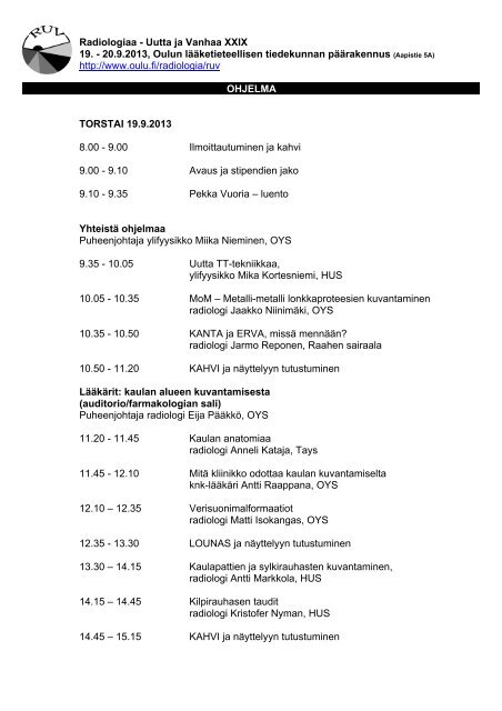 Ohjelma 2013 - Oulu