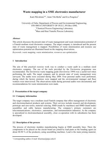 Waste mapping in a SME electronics manufacturer - Oulu