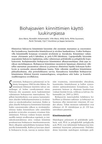 Biohajoavien kiinnittimien kÃ¤yttÃ¶ luukirurgiassa - Oulu