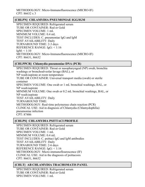 Printable Test Catalog - OU Medicine