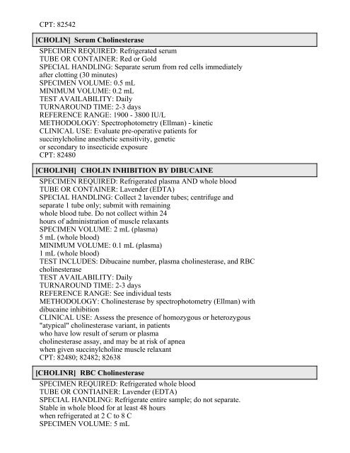 Printable Test Catalog - OU Medicine