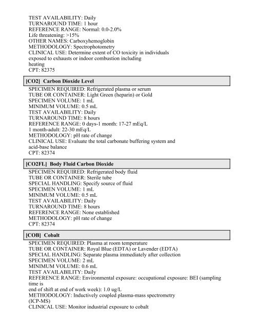 Printable Test Catalog - OU Medicine