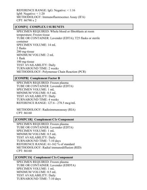 Printable Test Catalog - OU Medicine