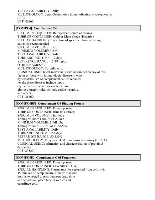 Printable Test Catalog - OU Medicine