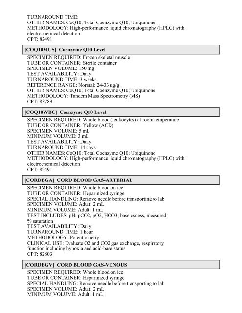 Printable Test Catalog - OU Medicine