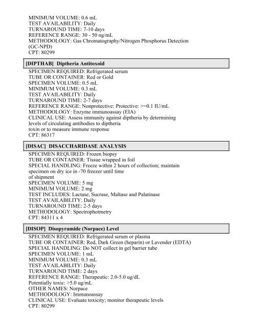 Printable Test Catalog - OU Medicine