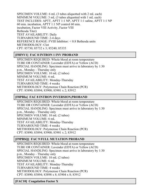 Printable Test Catalog - OU Medicine