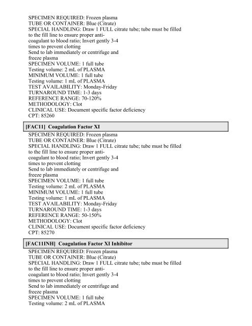 Printable Test Catalog - OU Medicine