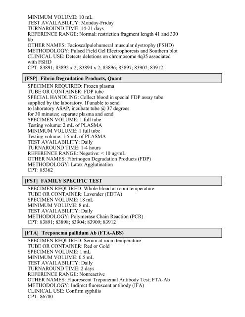 Printable Test Catalog - OU Medicine