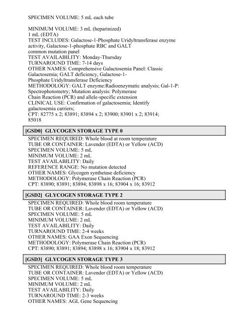 Printable Test Catalog - OU Medicine