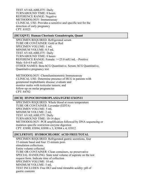 Printable Test Catalog - OU Medicine