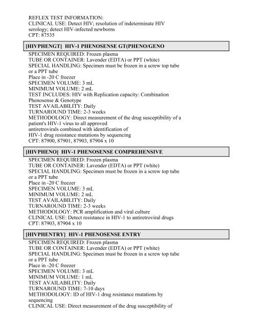 Printable Test Catalog - OU Medicine