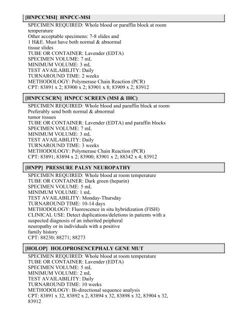 Printable Test Catalog - OU Medicine