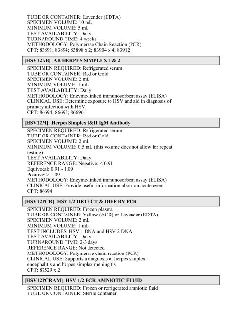 Printable Test Catalog - OU Medicine