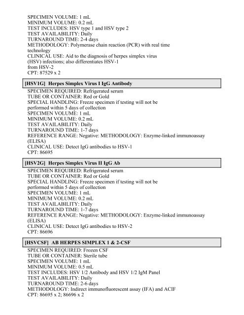 Printable Test Catalog - OU Medicine