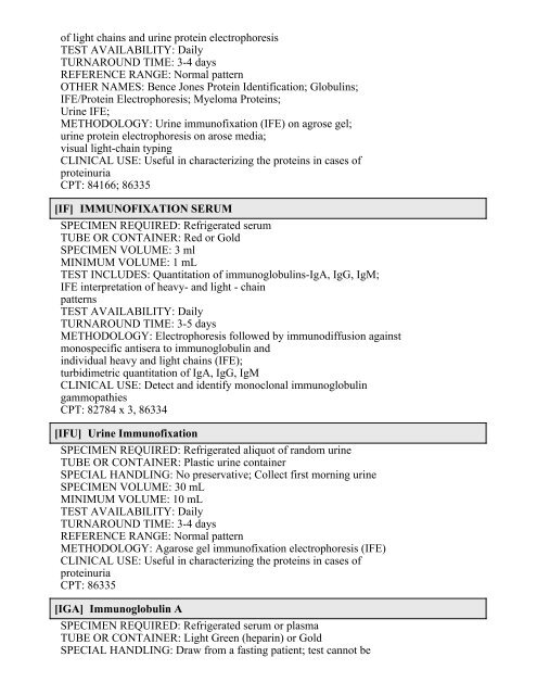 Printable Test Catalog - OU Medicine