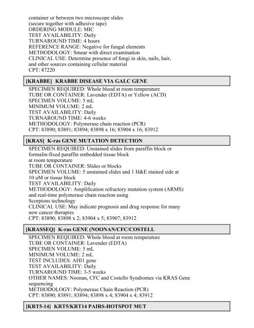 Printable Test Catalog - OU Medicine