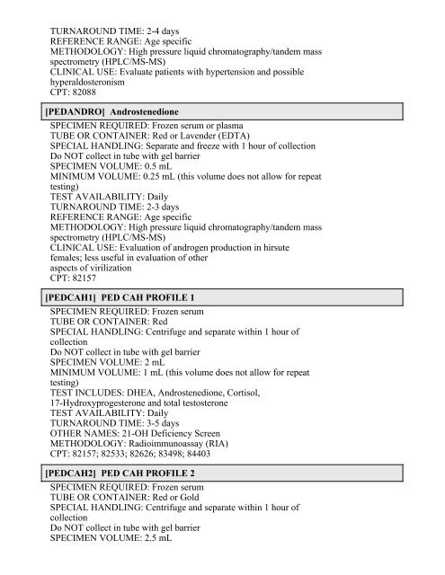 Printable Test Catalog - OU Medicine