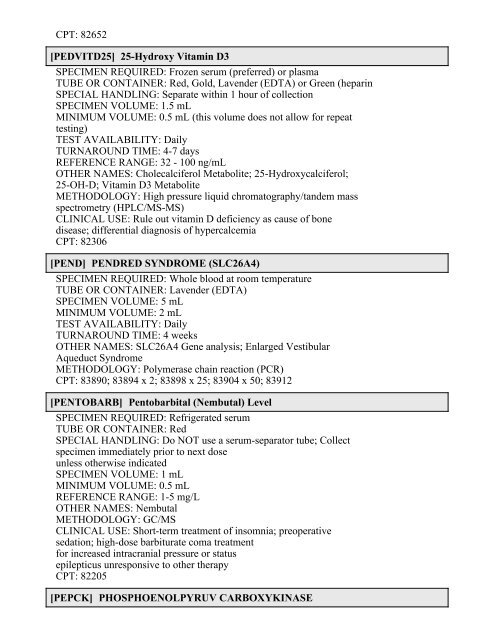 Printable Test Catalog - OU Medicine