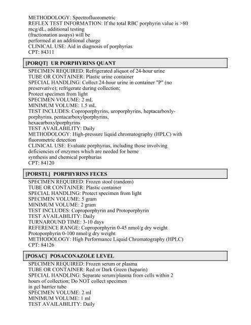 Printable Test Catalog - OU Medicine