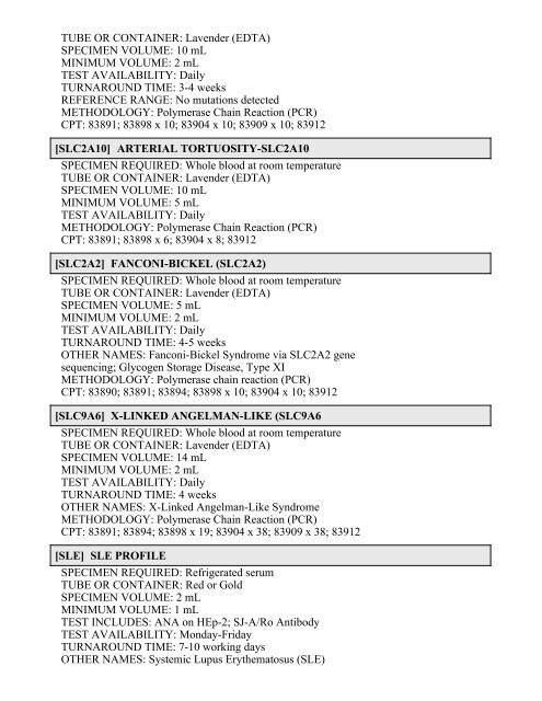 Printable Test Catalog - OU Medicine