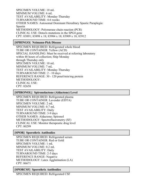 Printable Test Catalog - OU Medicine