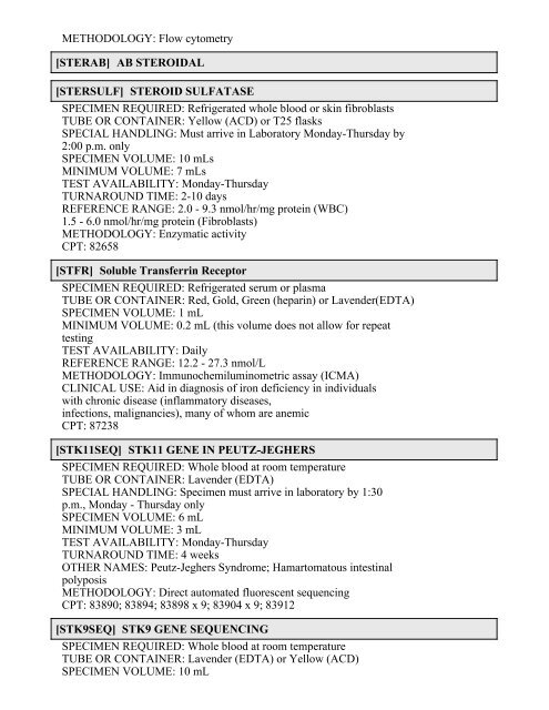 Printable Test Catalog - OU Medicine