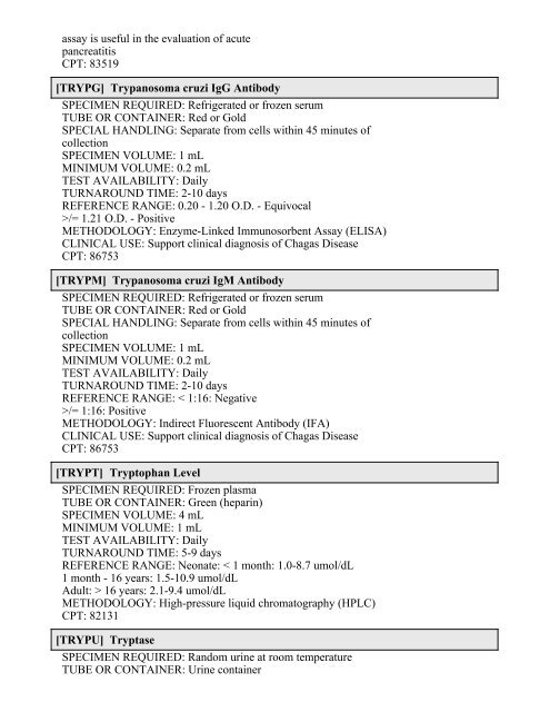 Printable Test Catalog - OU Medicine