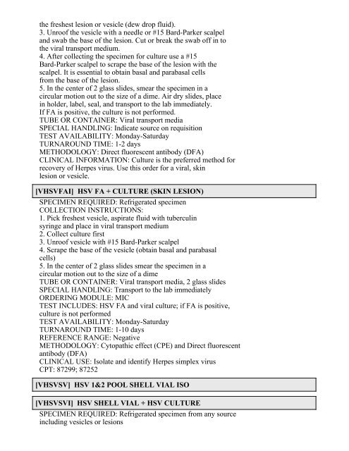 Printable Test Catalog - OU Medicine