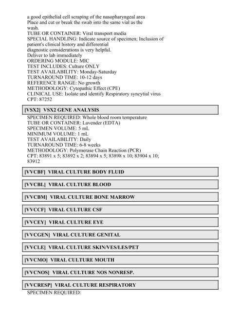 Printable Test Catalog - OU Medicine