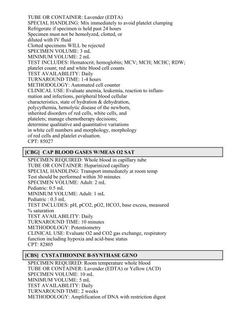 Printable Test Catalog - OU Medicine