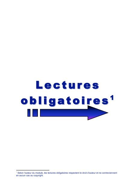 Lectures Lectures obligatoires obligatoires 1