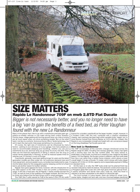rapido le randonneur 709f on mwb 2.8td fiat ducato - Out and About