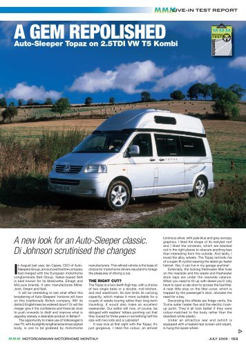 Auto-Sleeper Topaz on 2.5 TDI VW T5 - Out and About Live