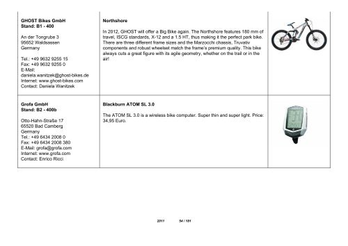 New product announcements EUROBIKE 2011