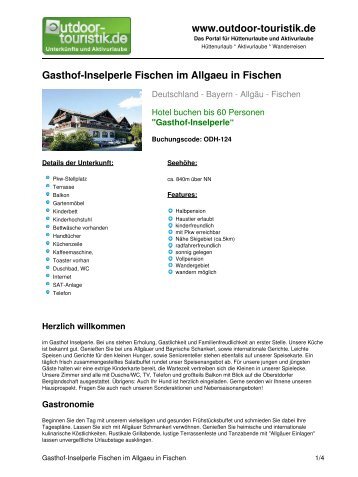 Gasthof-Inselperle Fischen im Allgaeu in Fischen - Outdoor-Touristik