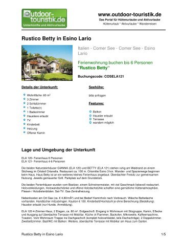 Ferienwohnung für 6 Personen in Esino Lario - Outdoor-Touristik