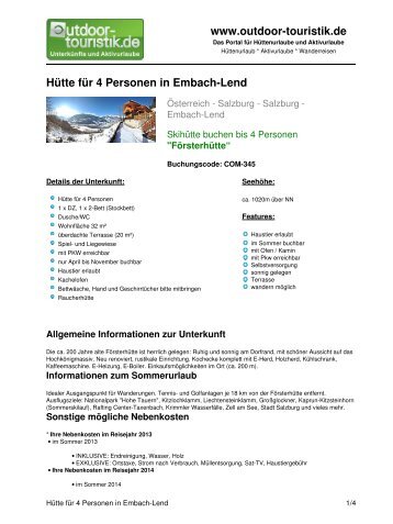 Hütte für 4 Personen in Embach-Lend - Outdoor-Touristik