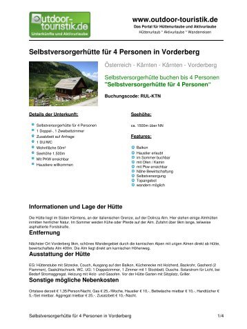 Selbstversorgerhütte für 4 Personen in Vorderberg - Outdoor-Touristik