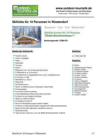 Skihütte für 10 Personen in Westendorf - Outdoor-Touristik