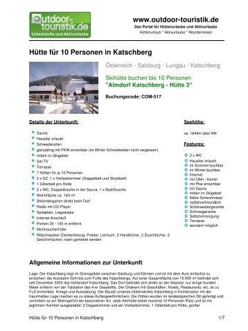 Hütte für 10 Personen in Katschberg - Outdoor-Touristik