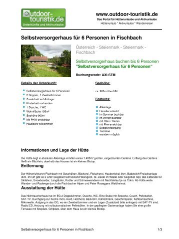 Selbstversorgerhaus für 6 Personen in Fischbach - Outdoor-Touristik