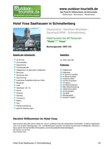 Hotel Voss Saalhausen in Schmallenberg - Outdoor-Touristik