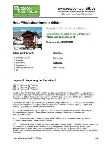 Ferienwohnung für 2 Personen in Sölden - Outdoor-Touristik