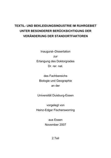 Textil Und Bekleidungsindustrie Im Ruhrgebiet Unter