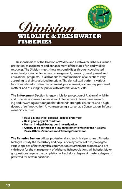 Careers in Conservation - Alabama Department of Conservation ...