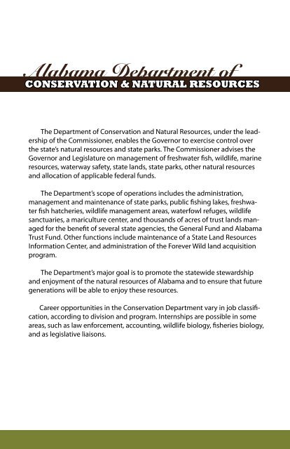 Careers in Conservation - Alabama Department of Conservation ...