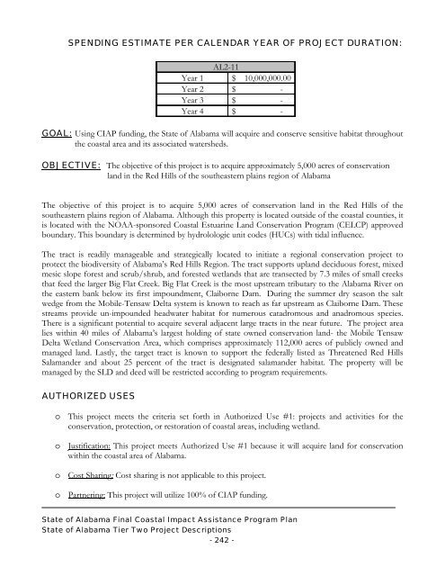 State of Alabama FINAL Coastal Impact Assistance Program (CIAP ...